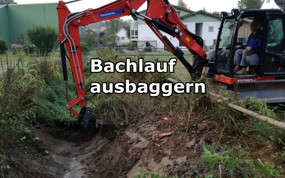 Bachlauf in Holzkirchen ausbaggern – Video